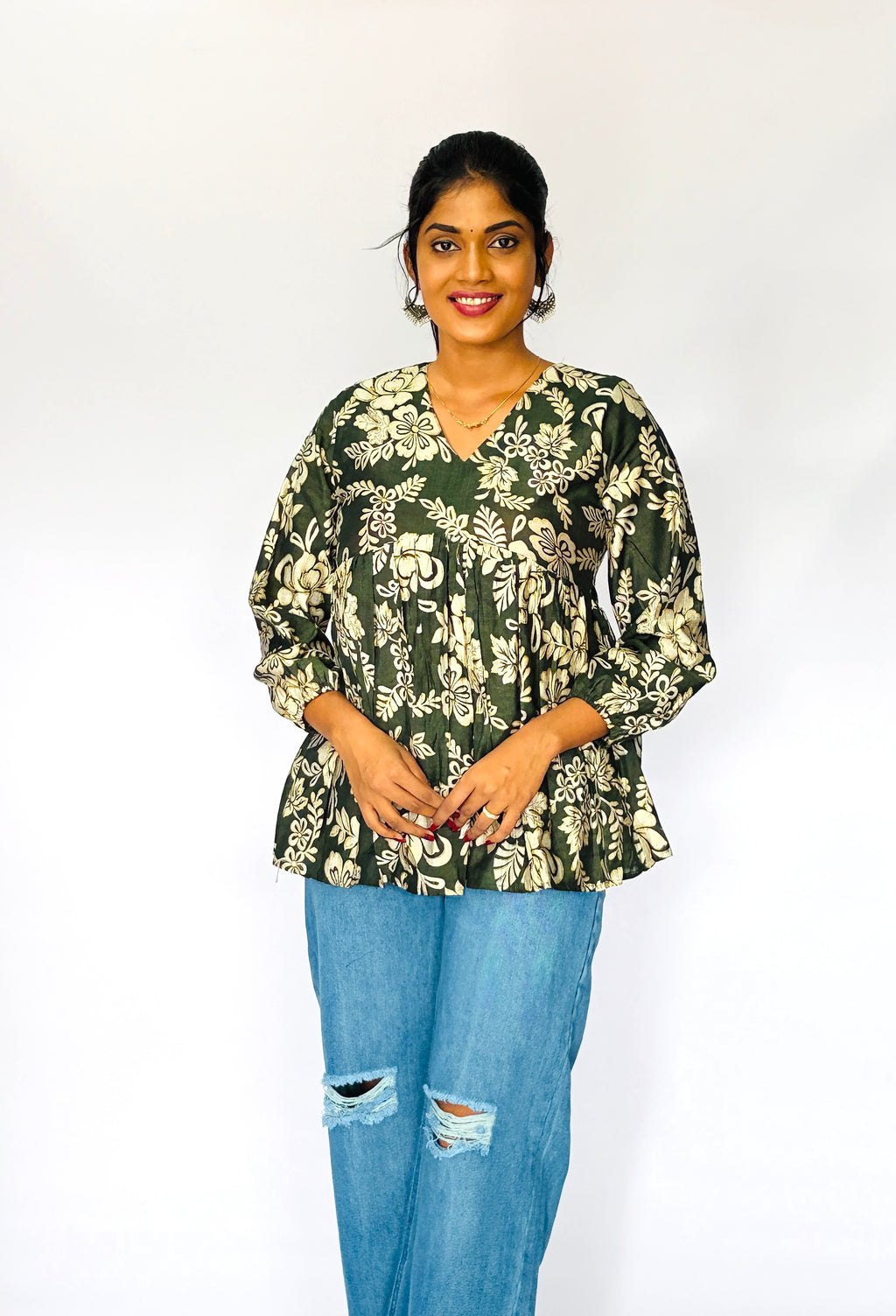Floral Cotton Kurta Top
