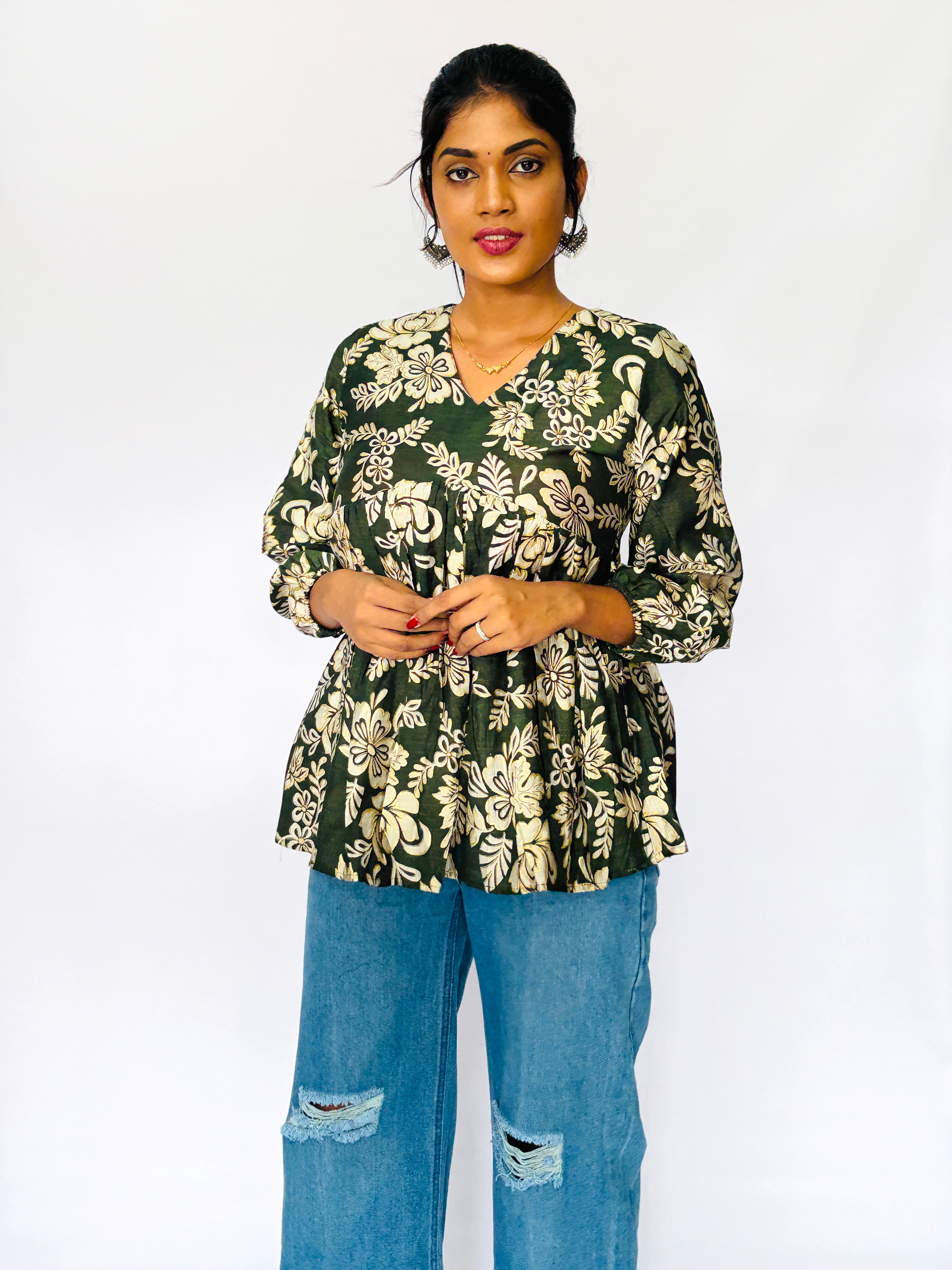 Floral Cotton Kurta Top
