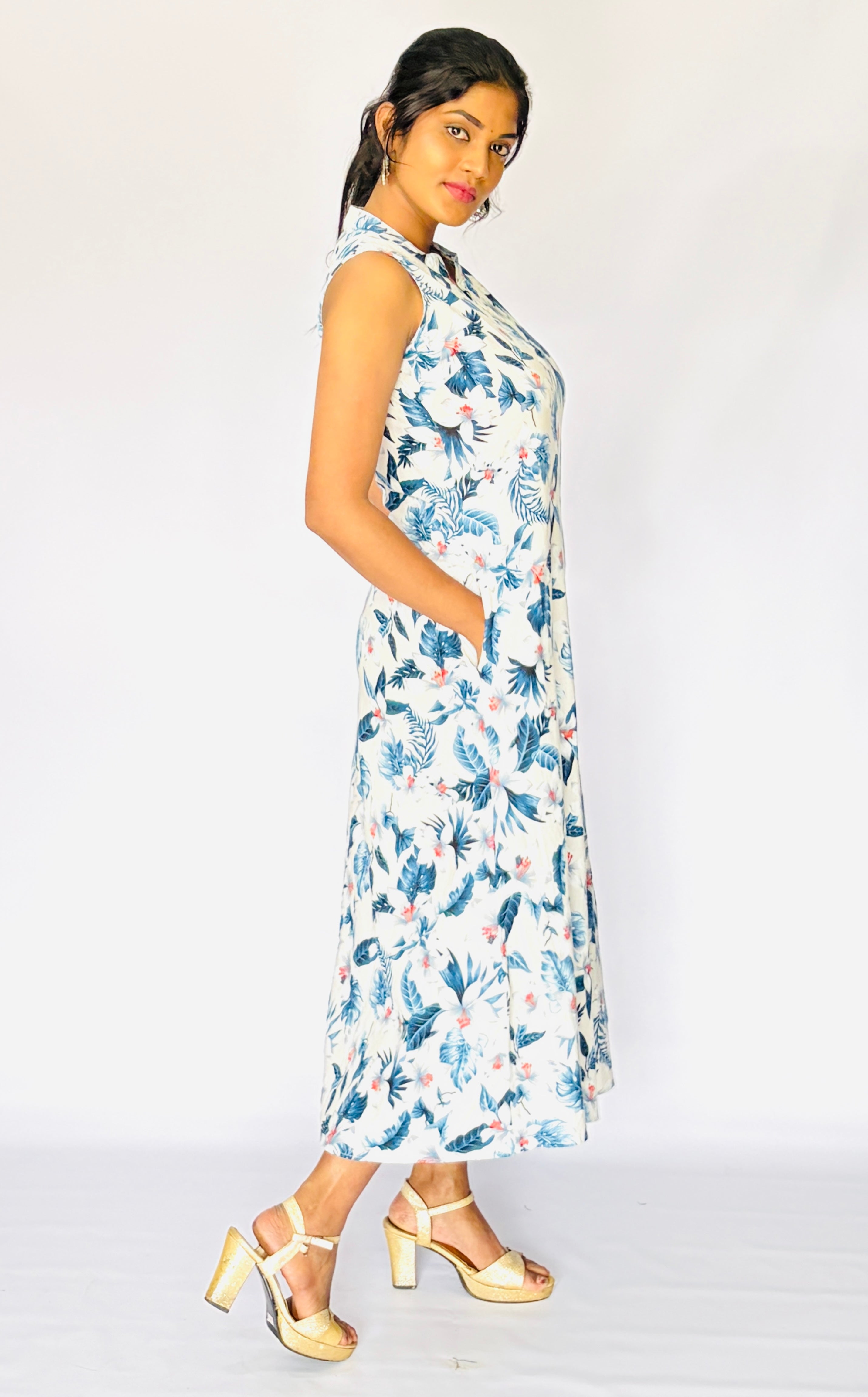 Soft Linen Sleeveless Long Dress