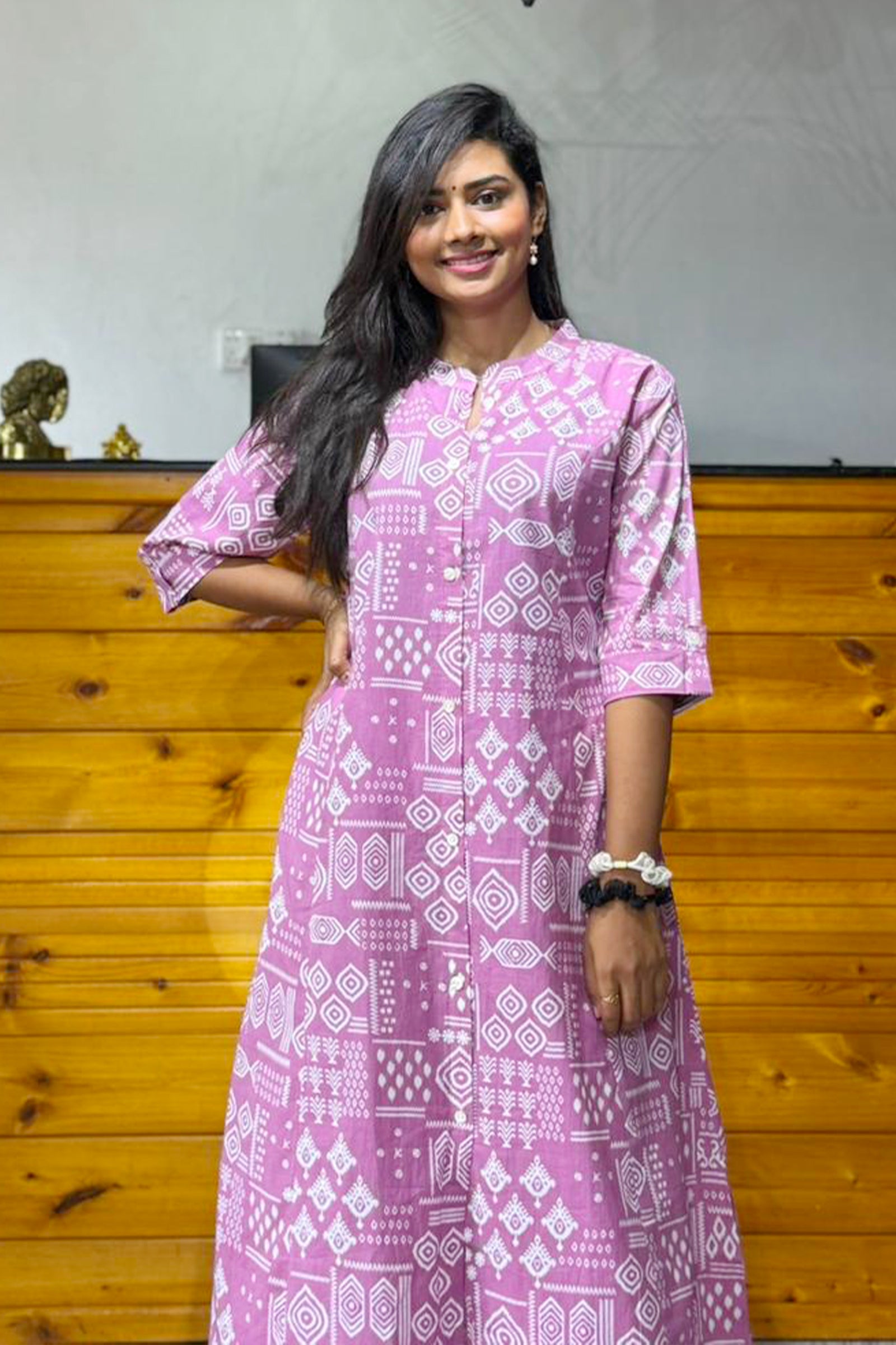 Lavender Cotton Floral Cord Set | Women’s Kurta & Pants