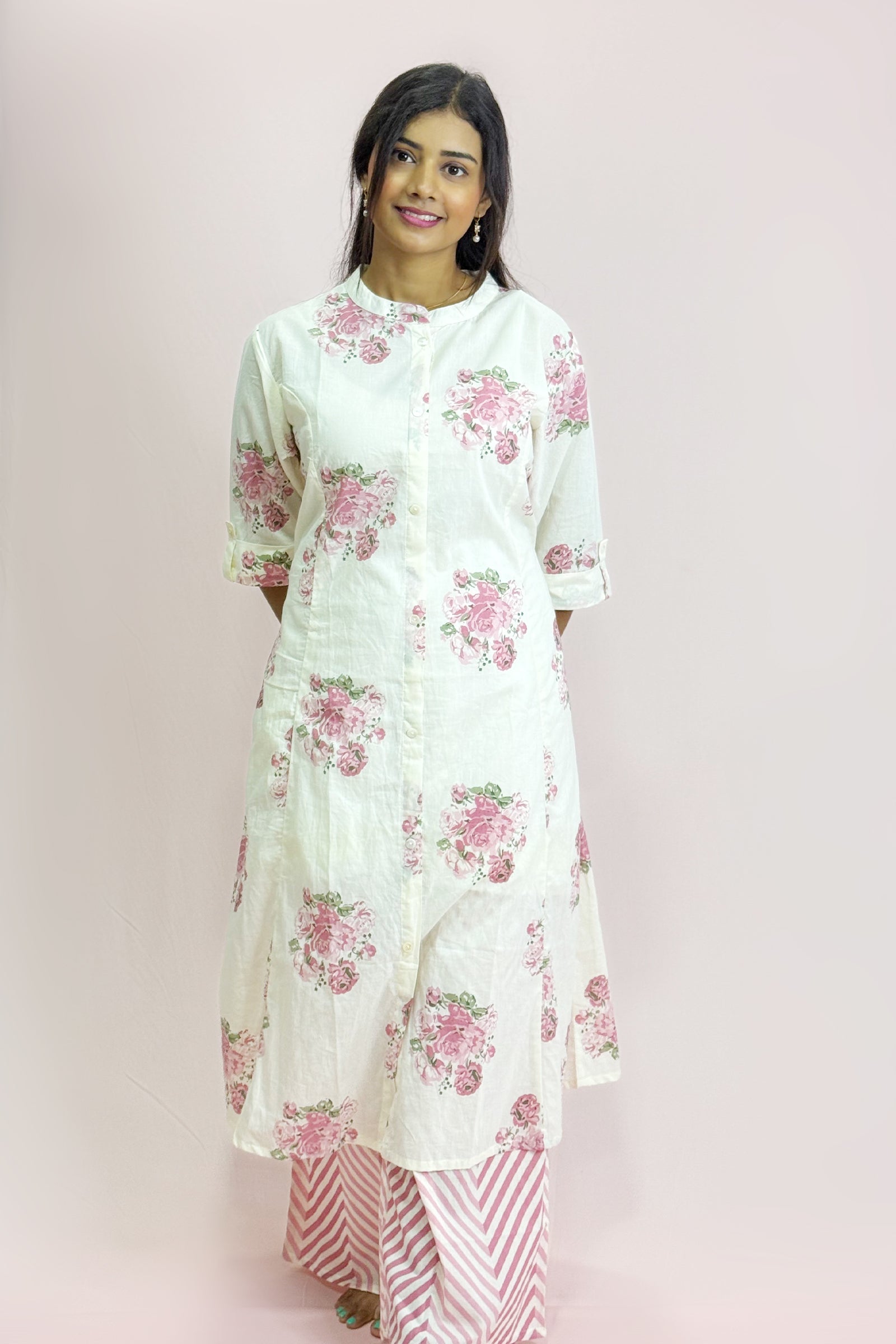 Cotton Floral Cord Set | Women’s Kurta Top and Pants