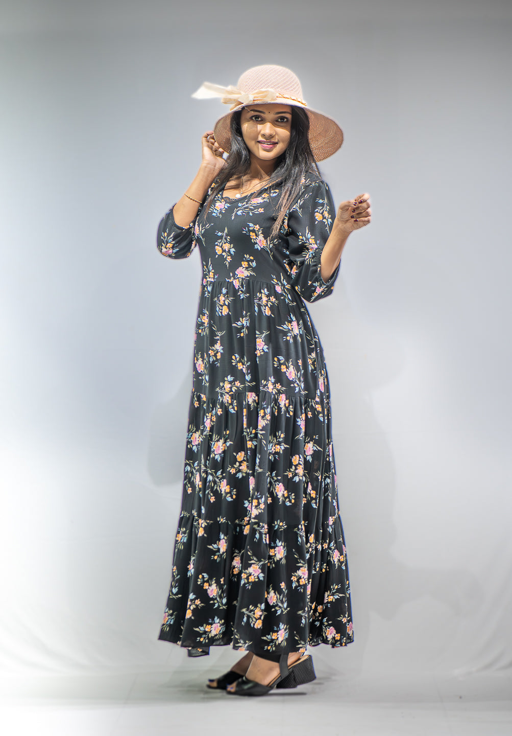Black Printed Maxi Dress