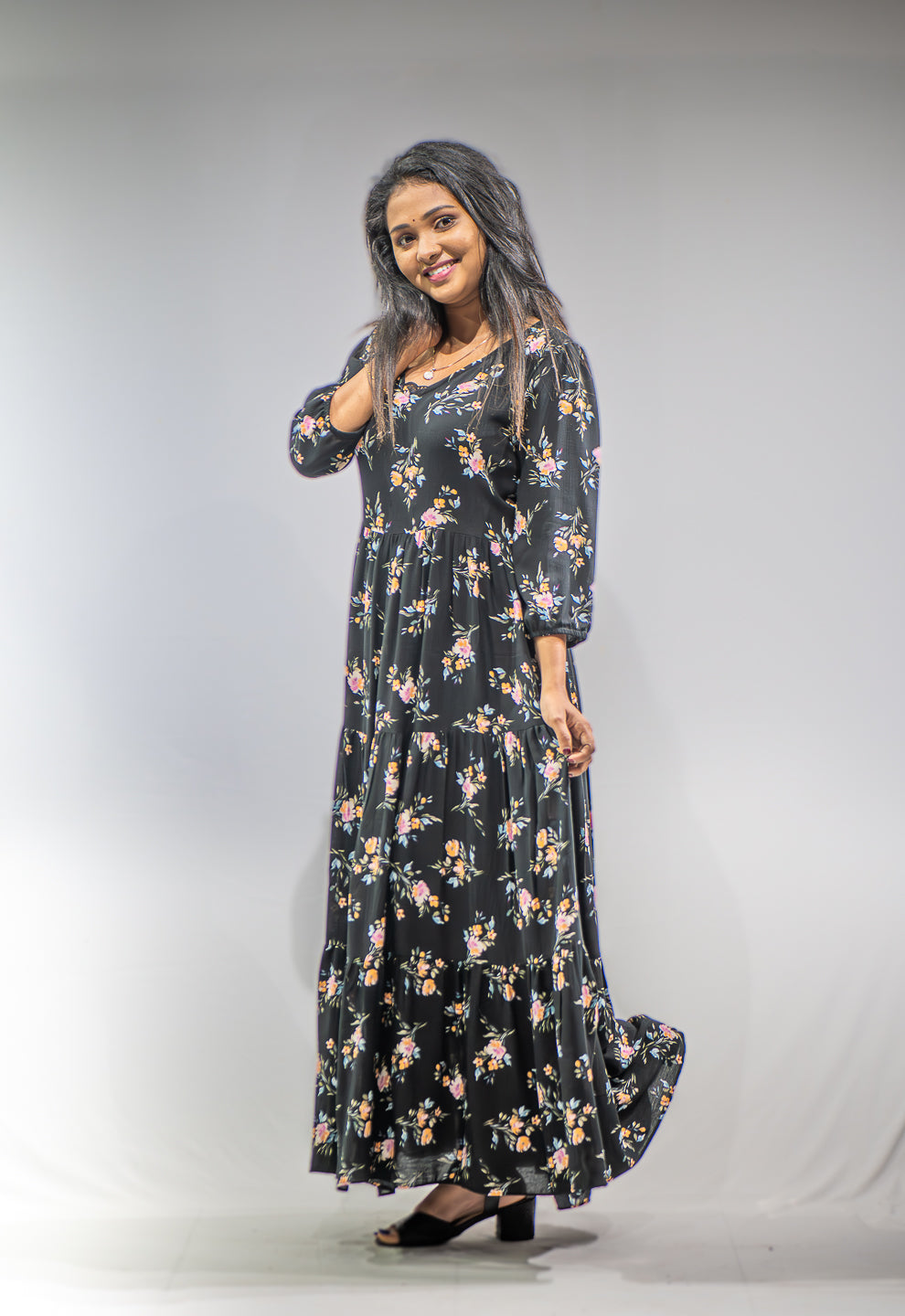 Black Printed Maxi Dress
