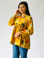 Trendy Mustard Floral Short Top