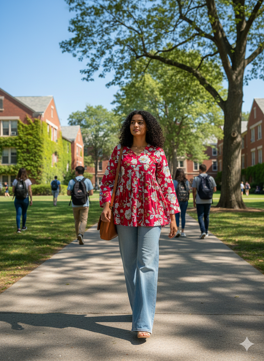 Floral Aliya Cut Short Kurta Top