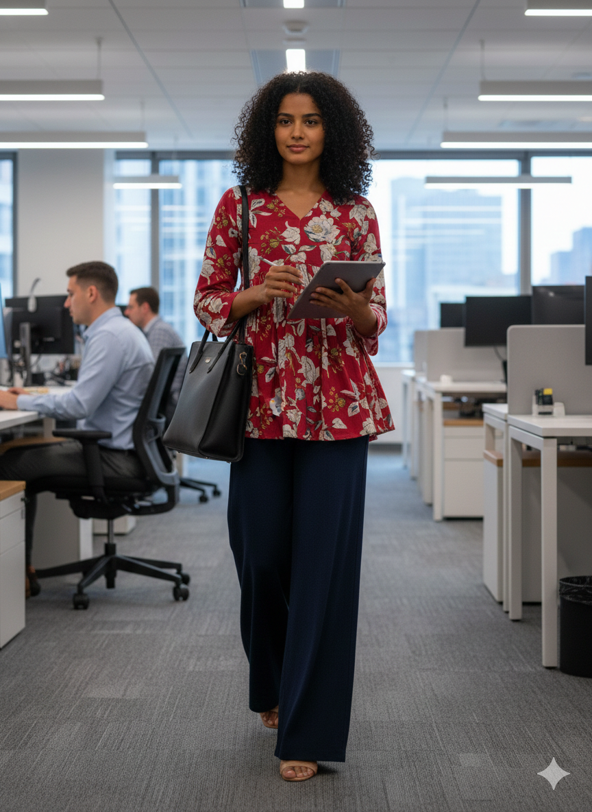 Floral Aliya Cut Short Kurta Top