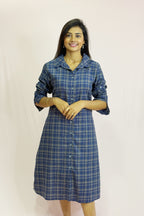Front Button Check Cotton Dress
