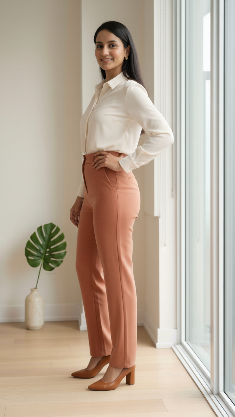 Trendy Tan Brown Office Trousers