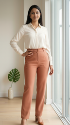Trendy Tan Brown Office Trousers