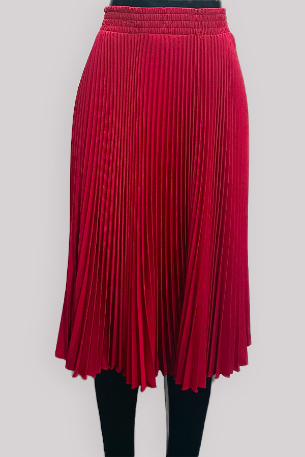 Red Pleated Skirt