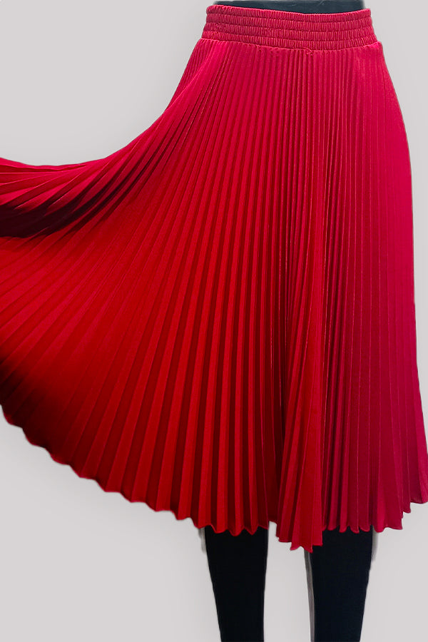 Red Pleated Skirt
