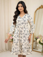 Black Flower Print Casual Frock