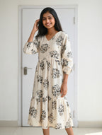 Off-White Floral Print Frock