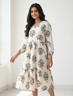 Off-White Floral Print Frock