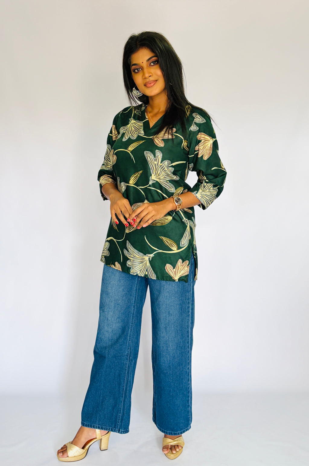 Trendy Bottle Green Short Top