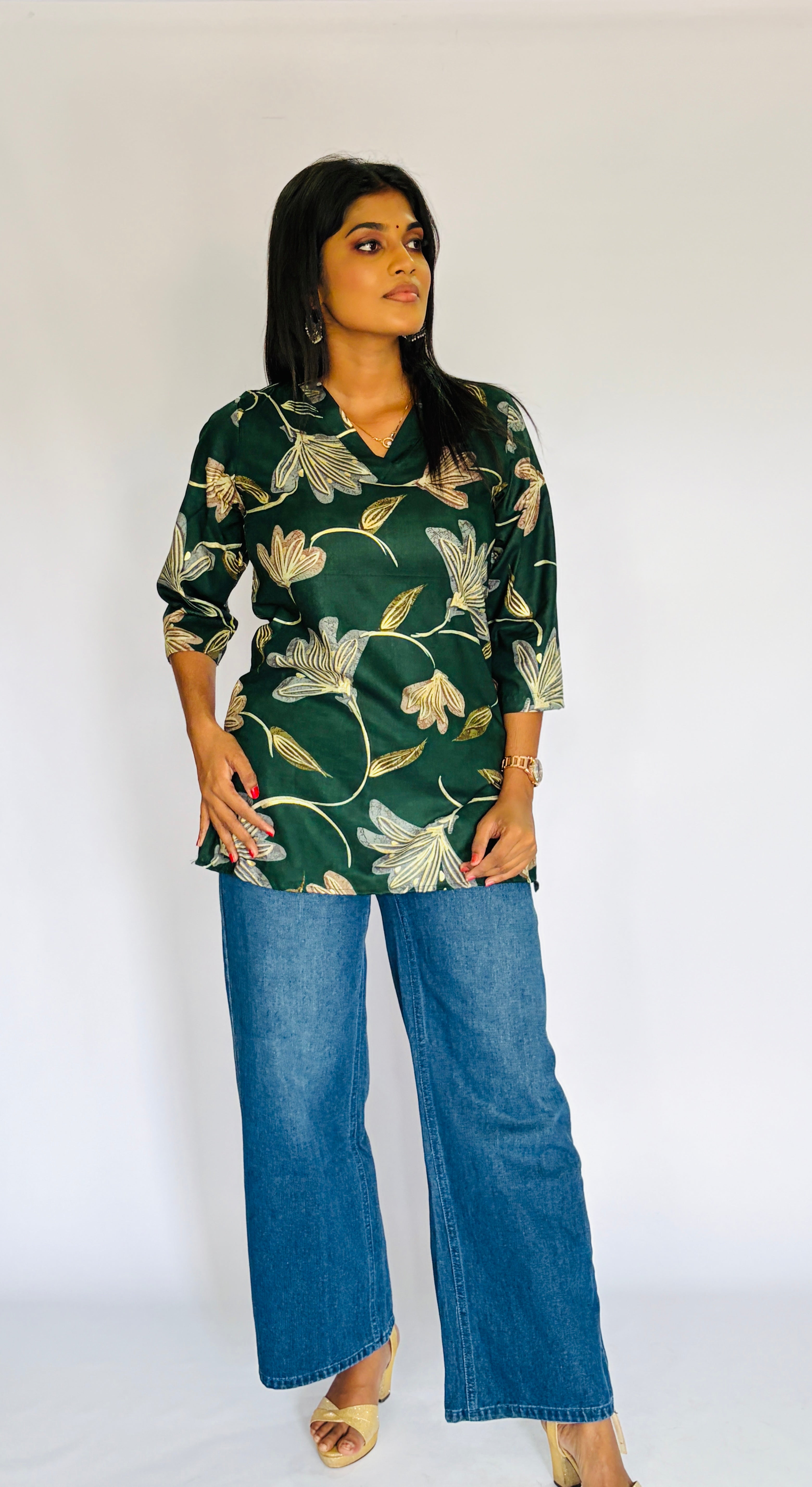 Trendy Bottle Green Short Top
