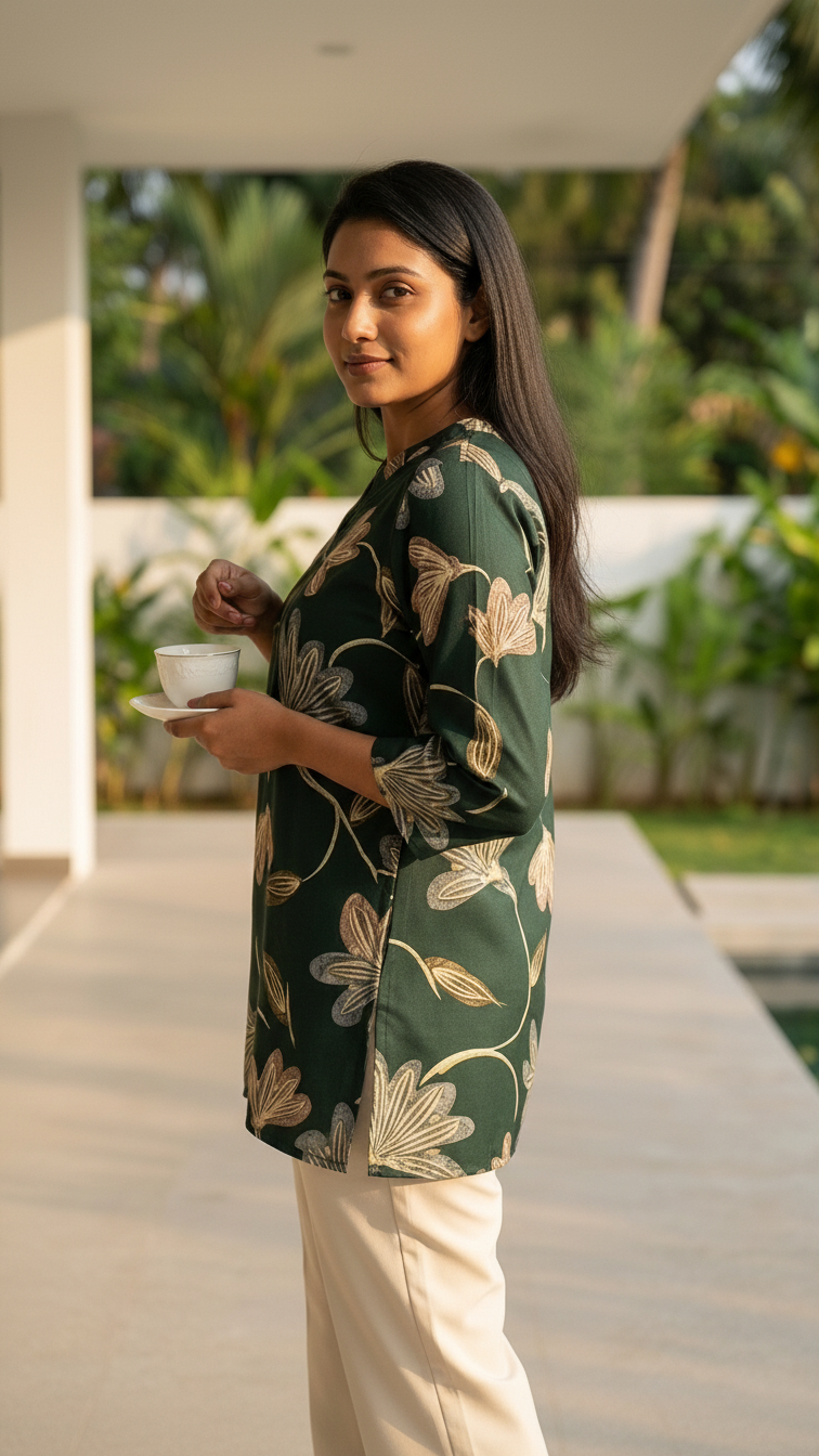 Trendy Bottle Green Short Top