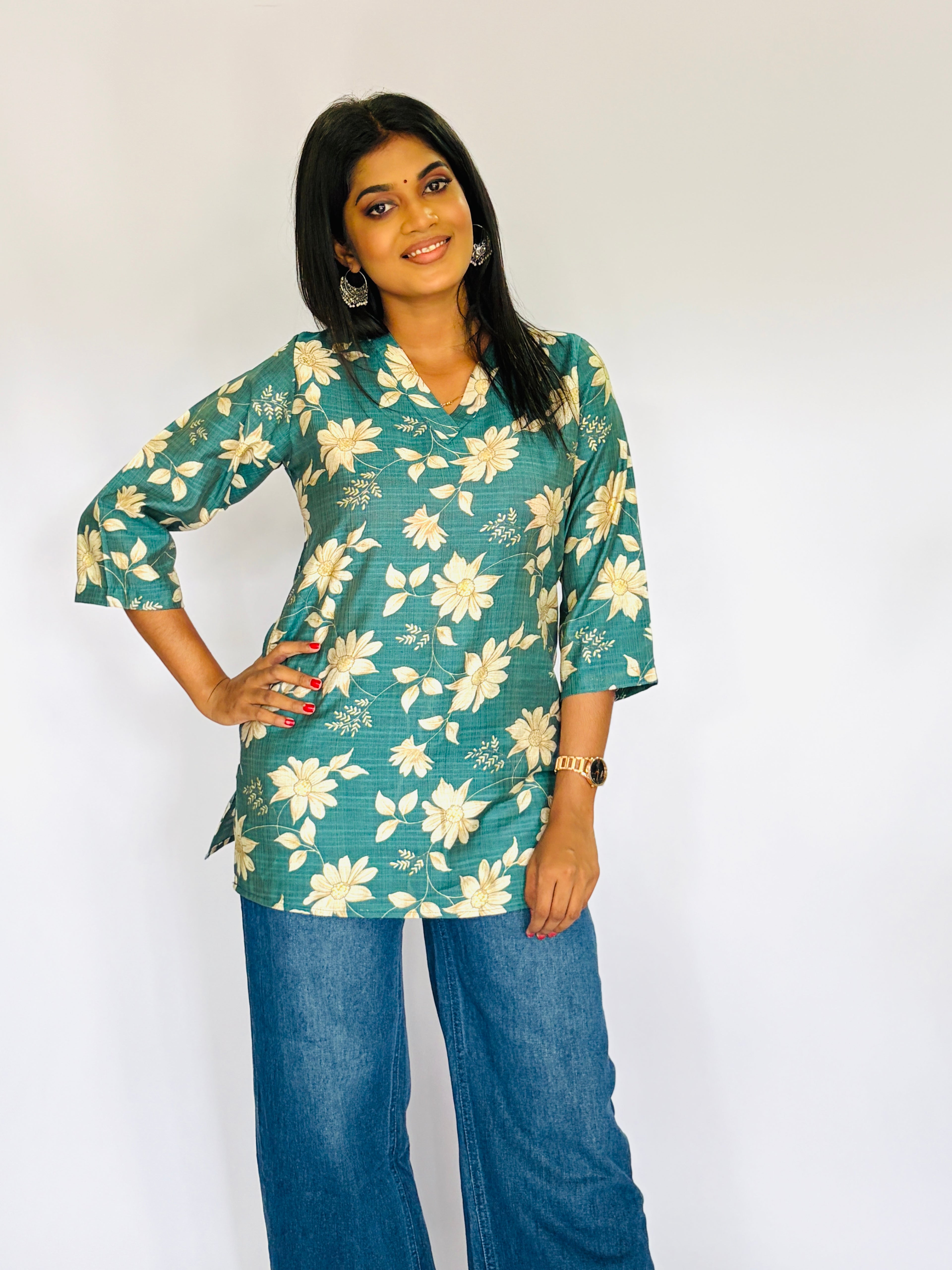 Modern Teal Short Top