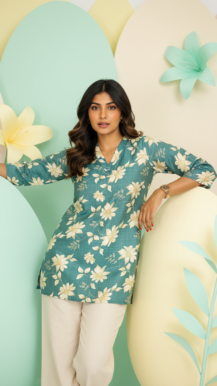 Modern Teal Short Top