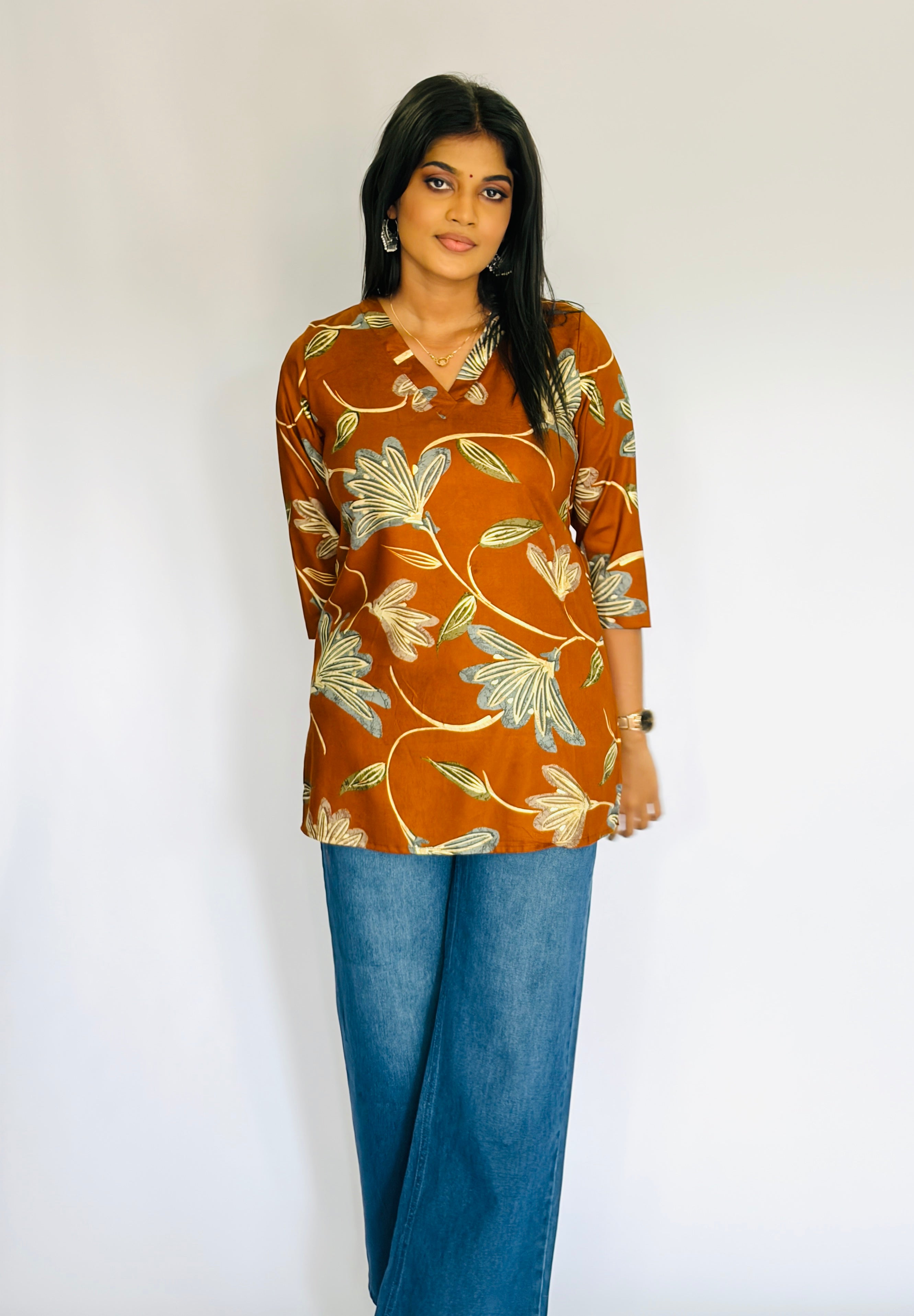 Cotton V Neck Short Top