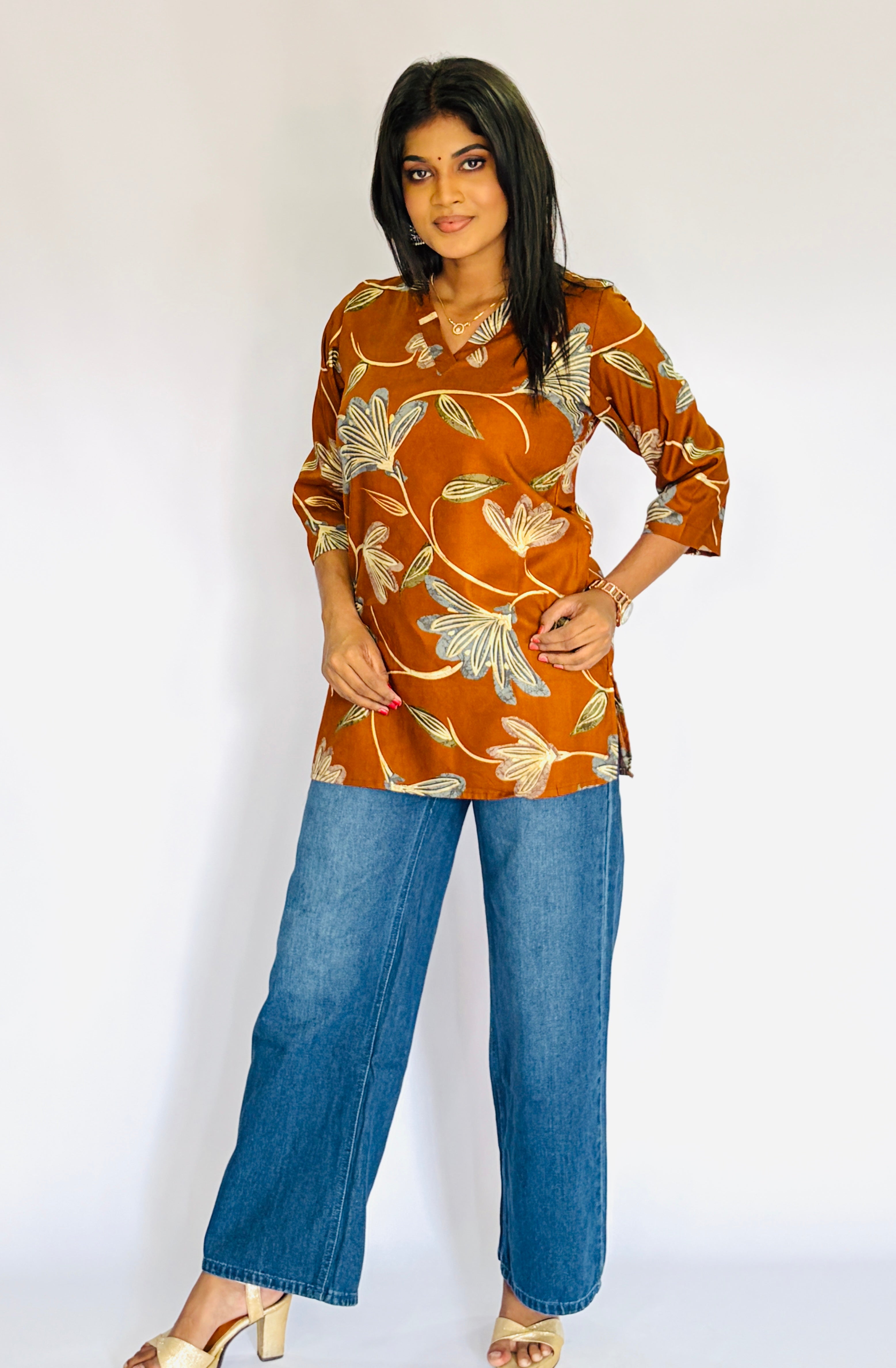 Cotton V Neck Short Top