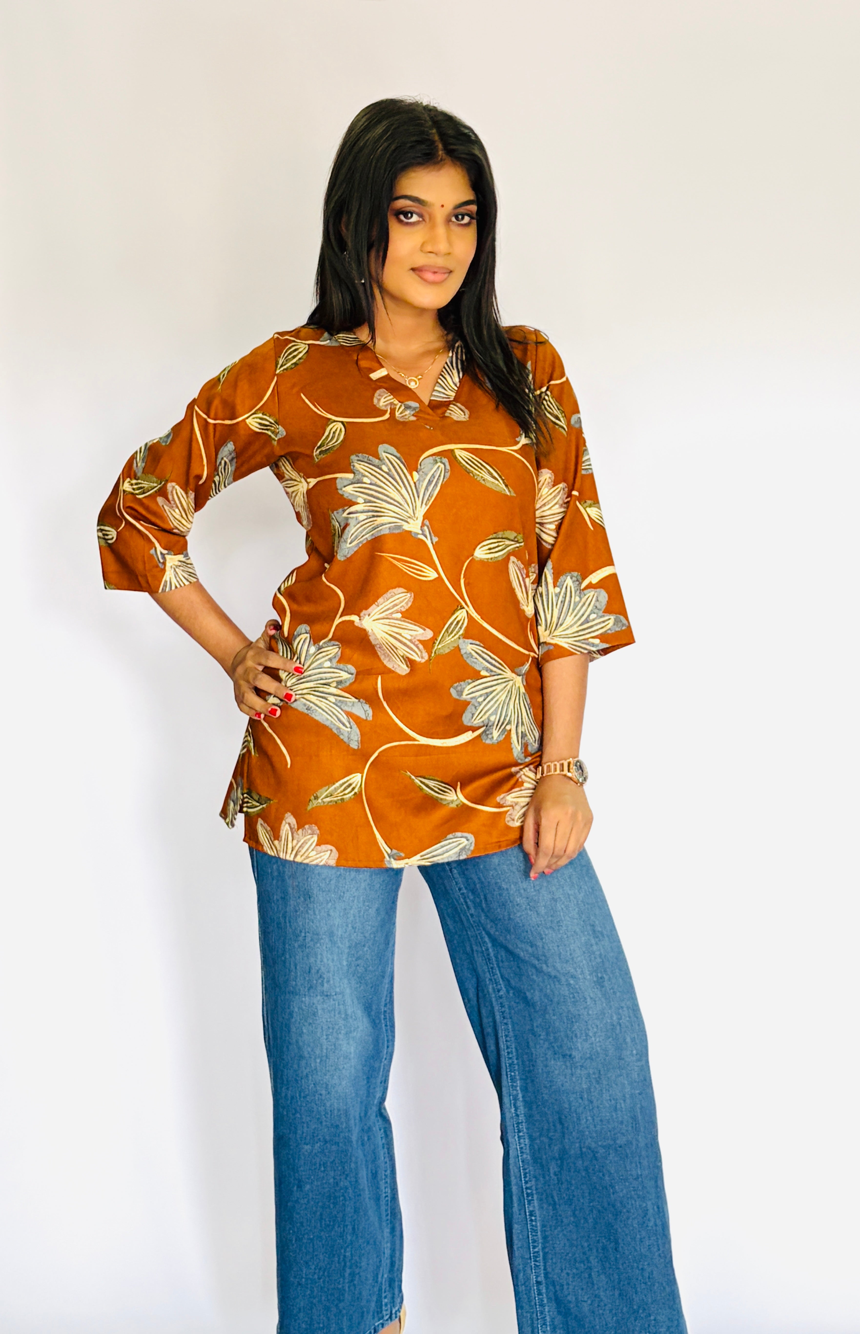 Cotton V Neck Short Top