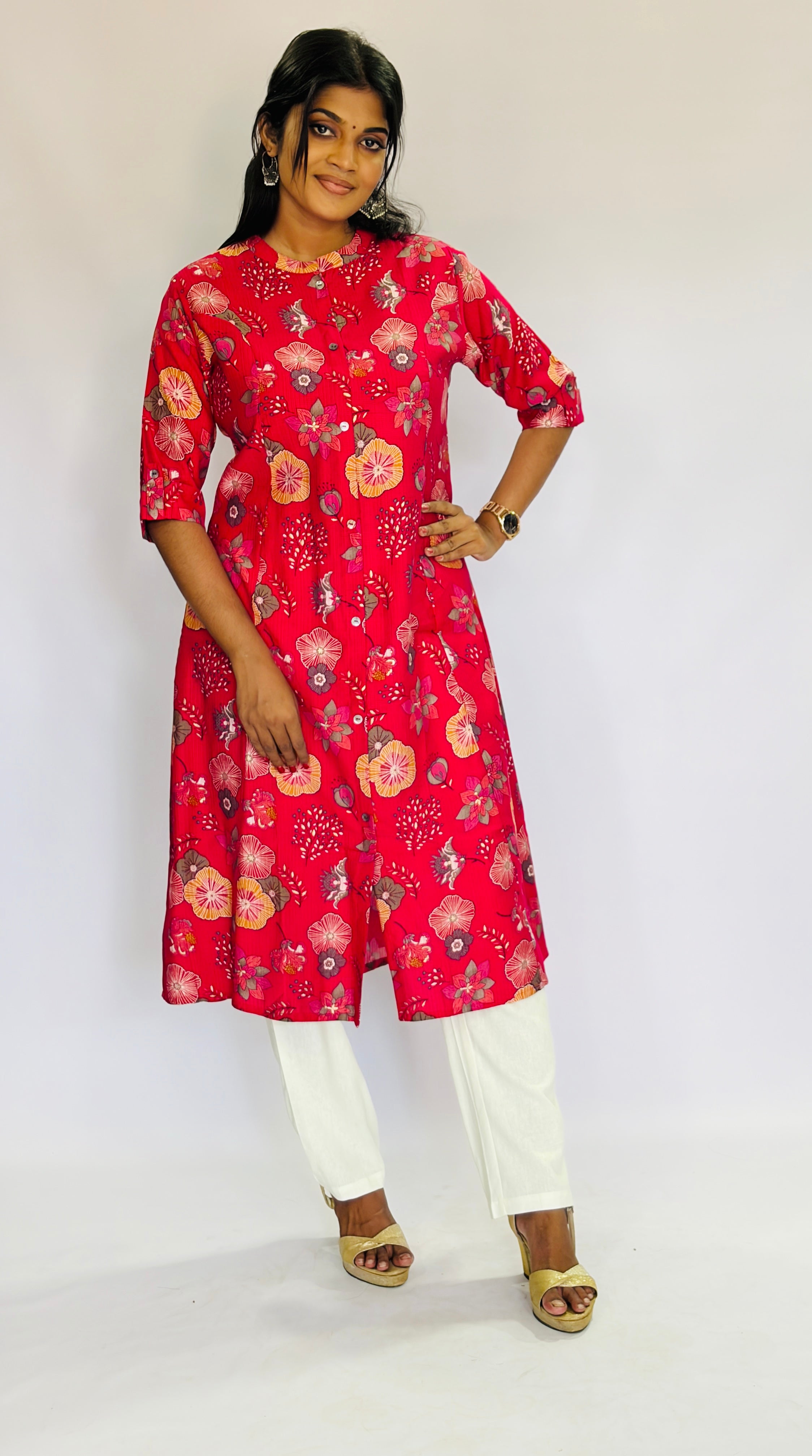 Modern Pink Printed  Long Top