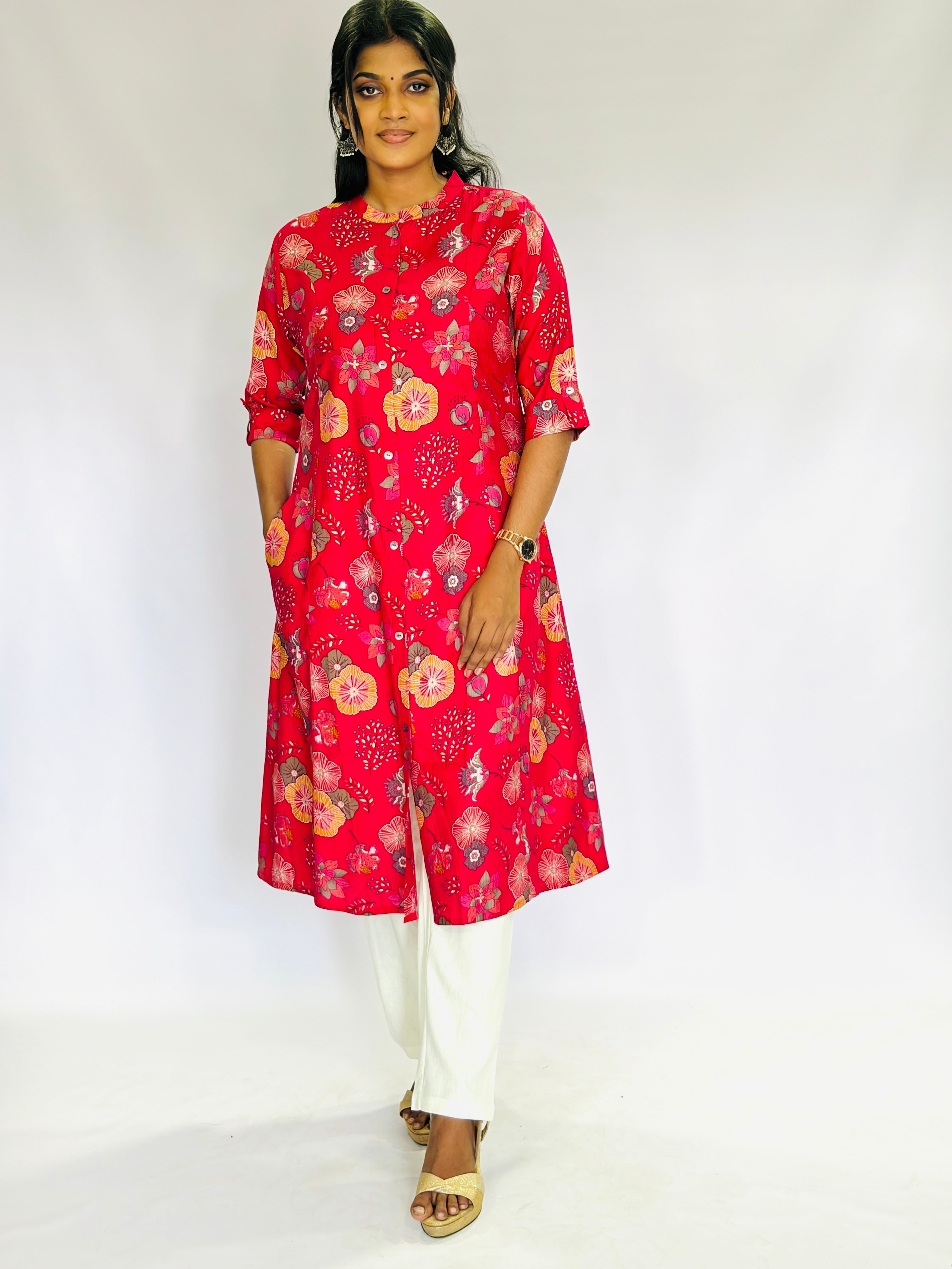 Modern Pink Printed  Long Top