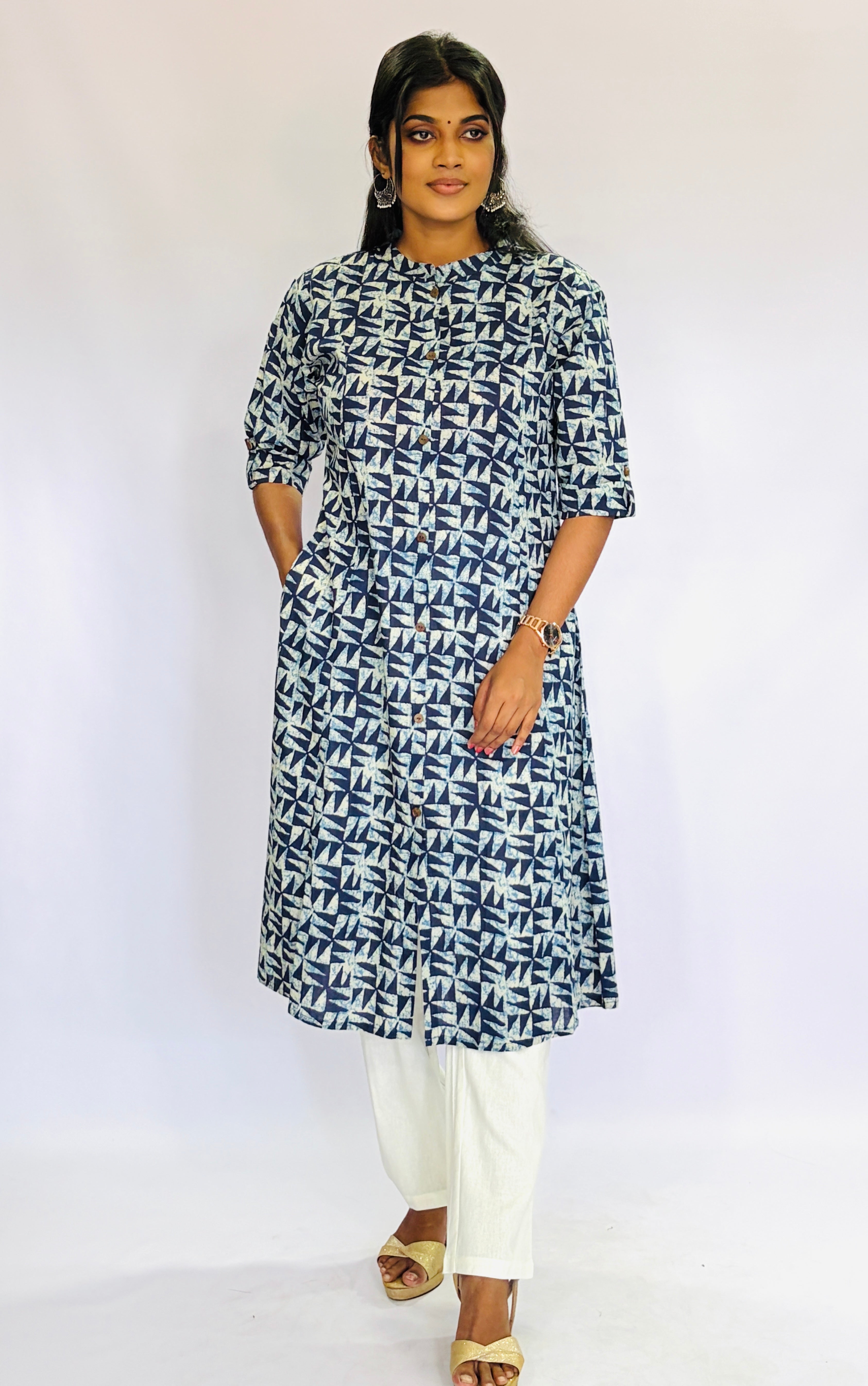 Stylish Navy Blue Long Top