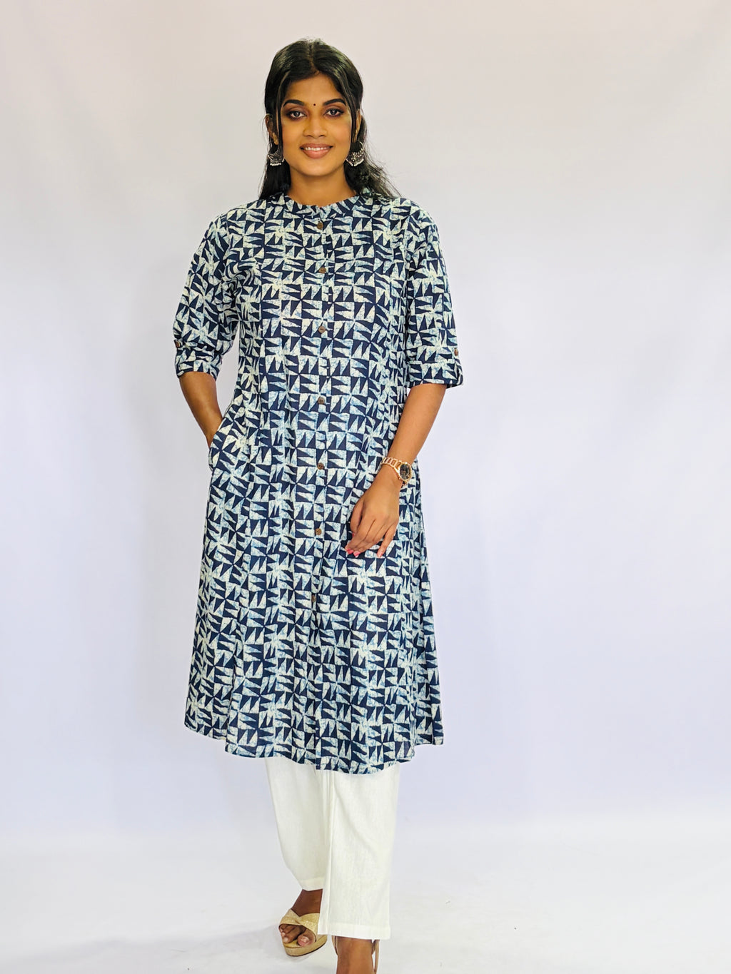 Stylish Navy Blue Long Top