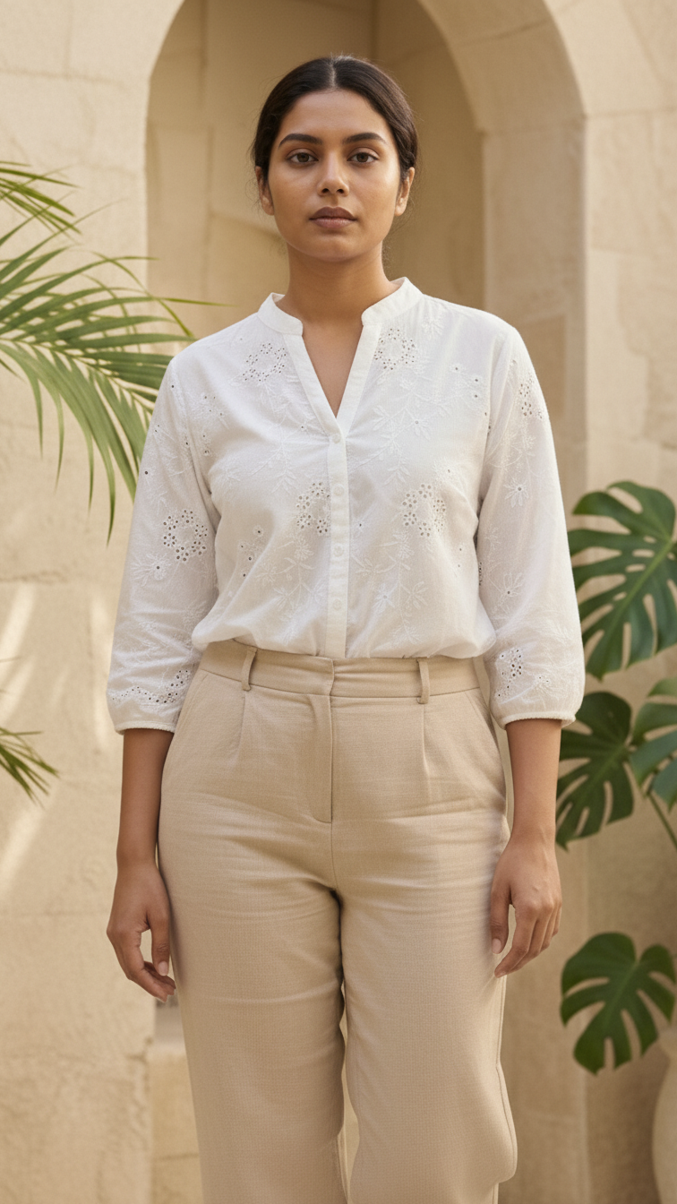 Vintage White Embroidery Blouse
