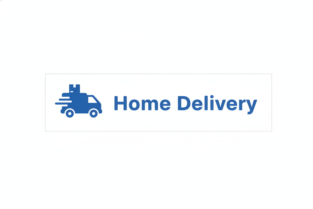 home delivery icon with text size 200x50px